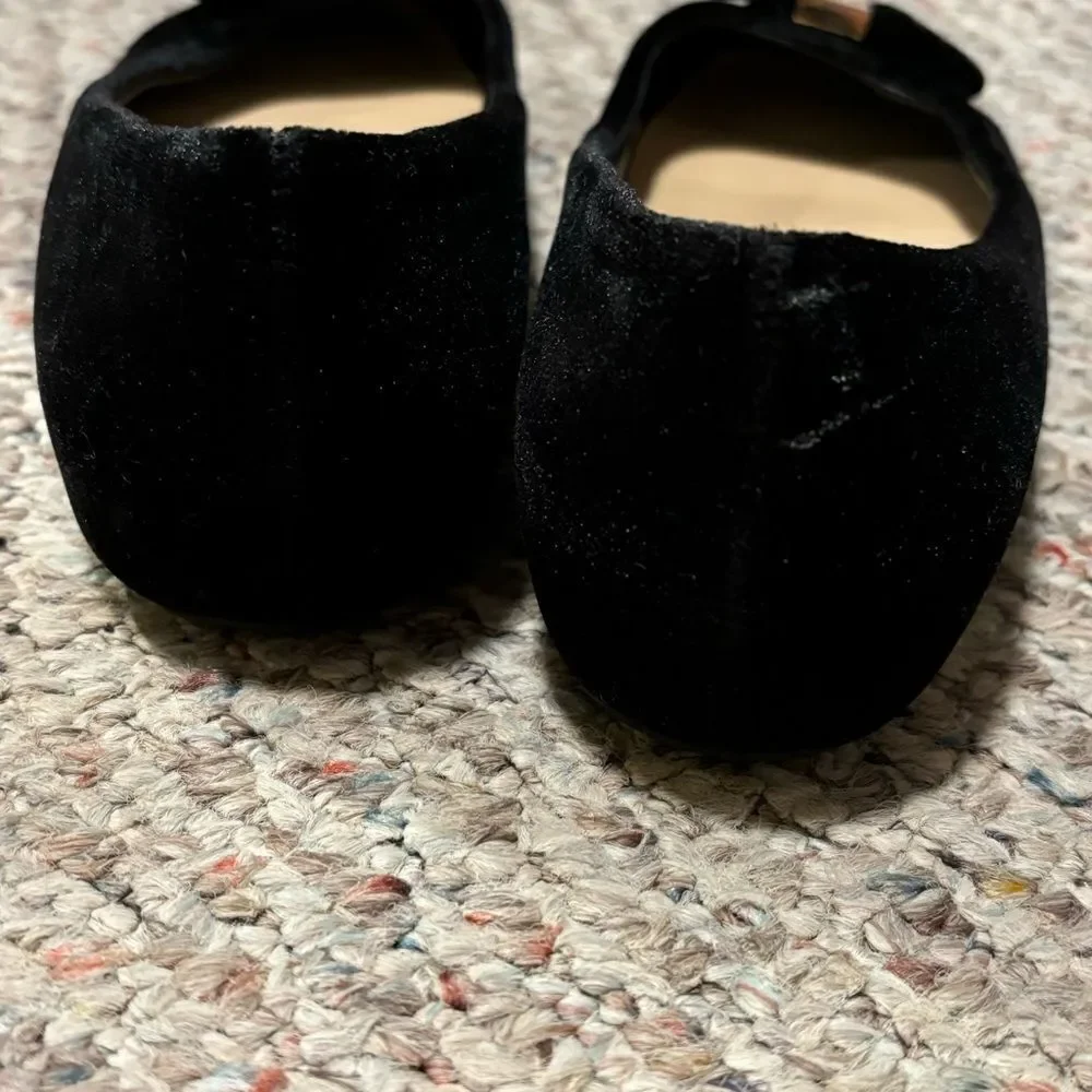 Kate Spade Suede Bow Black Gold Ballet Flats- Size 6 - Picture 7 of 11